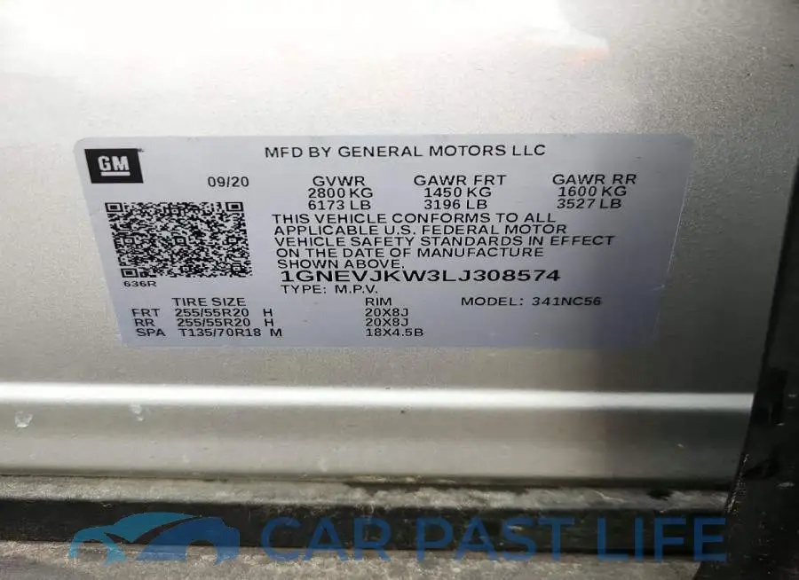 1GNEVJKW3LJ308574# 13