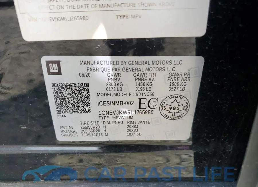 1GNEVJKW6LJ265980# 14