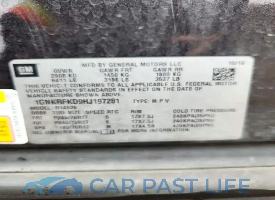 1GNKRFKD9HJ197281# 13