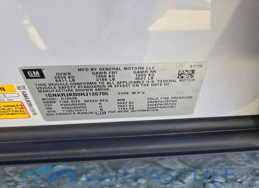1GNKRJKD8HJ126785# 13