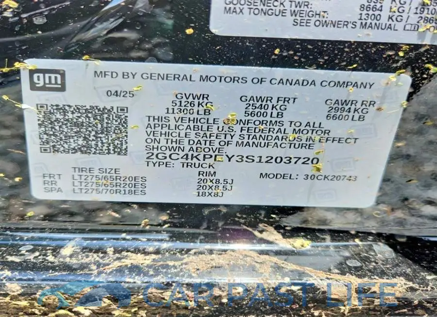 2GC4KPEY3S1203720# 12
