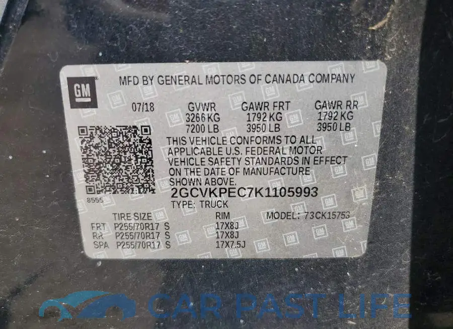 2GCVKPEC7K1105993# 12