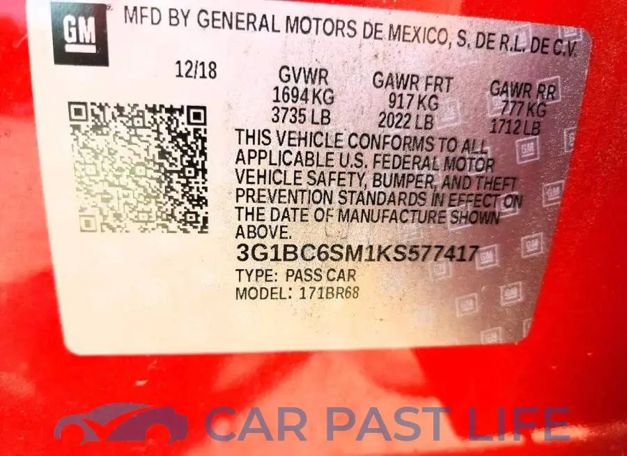 3G1BC6SM1KS577417# 12