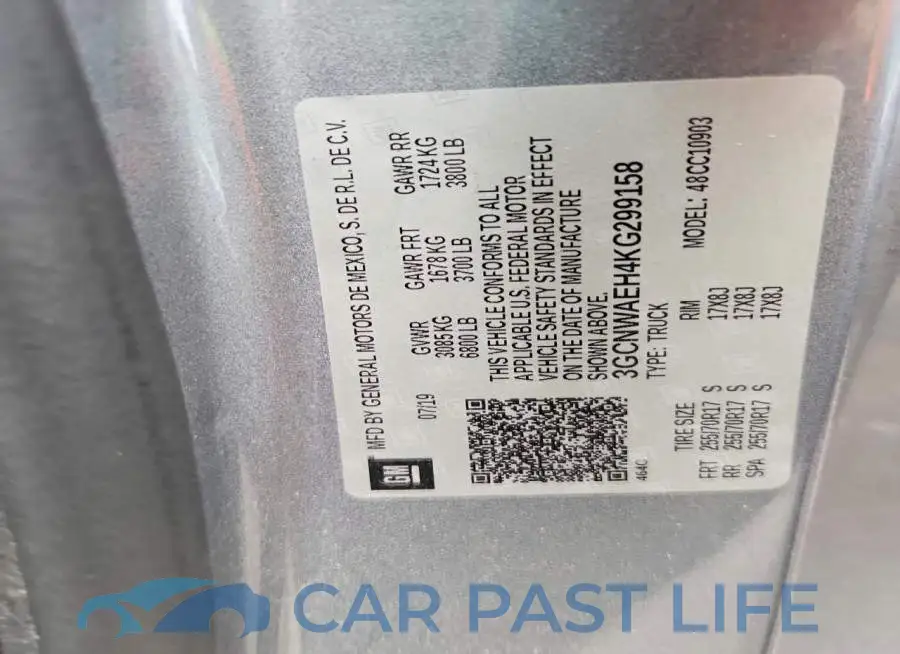 3GCNWAEH4KG299158# 12
