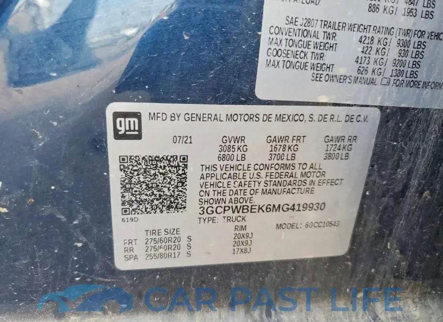 3GCPWBEK6MG419930# 12