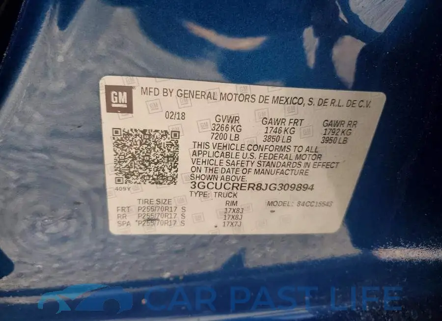 3GCUCRER8JG309894# 12