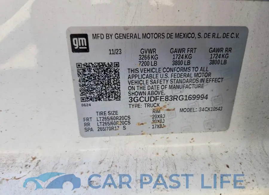 3GCUDFE83RG169994# 12