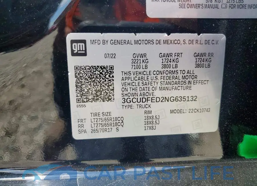 3GCUDFED2NG635132# 12