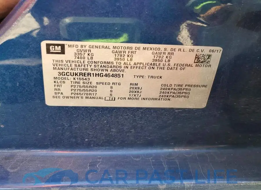 3GCUKRER1HG464851# 12
