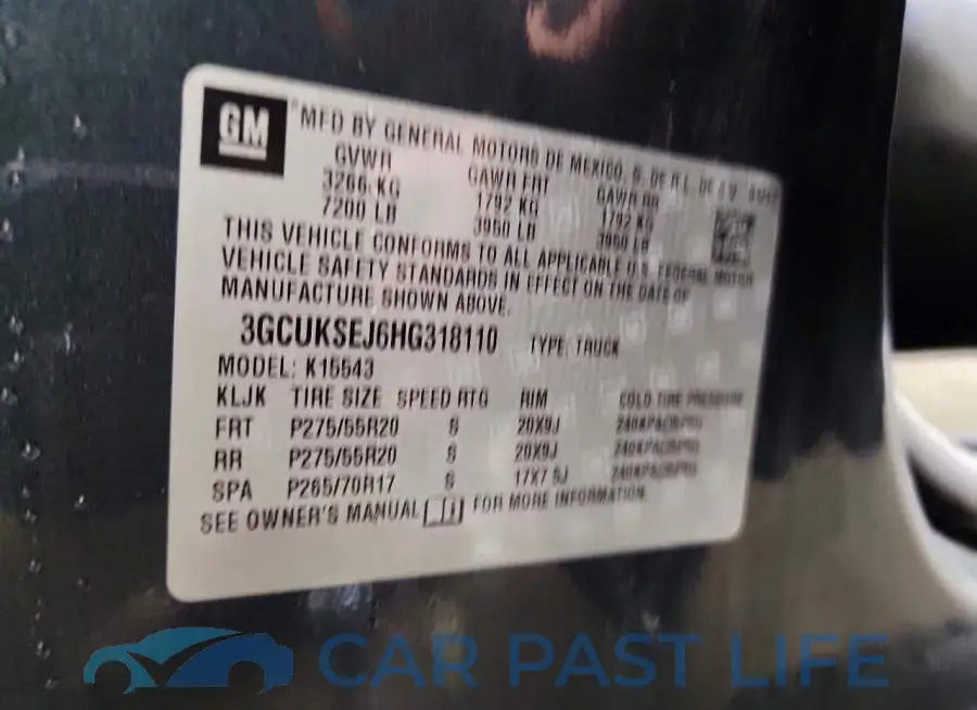 3GCUKSEJ6HG318110# 12