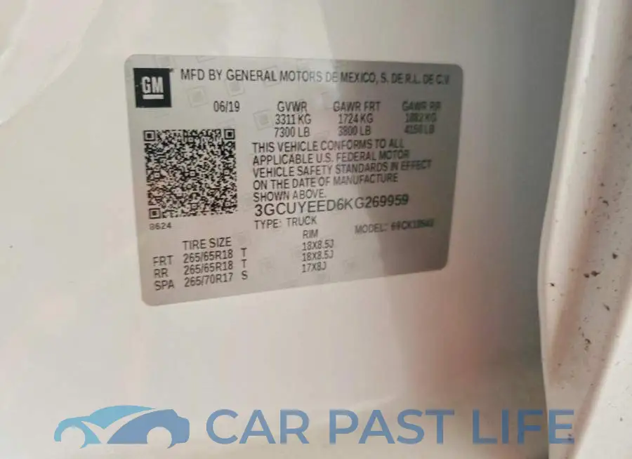 3GCUYEED6KG269959# 12