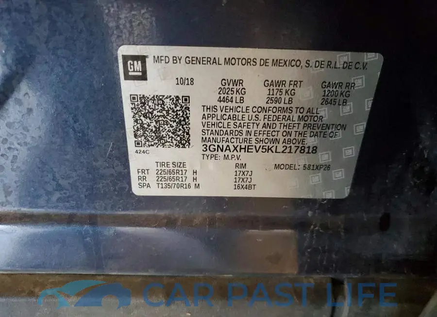 3GNAXHEV5KL217818# 13