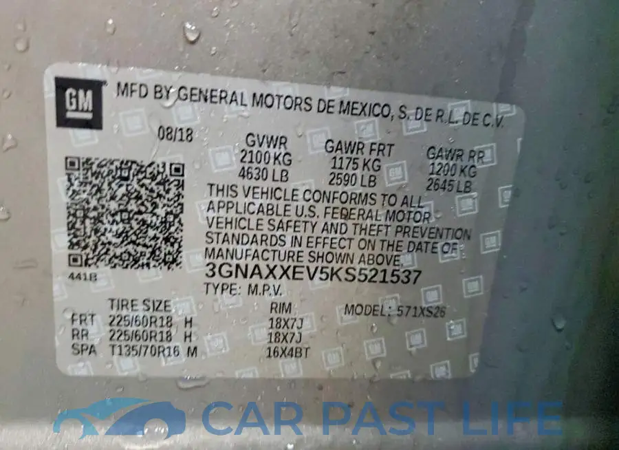 3GNAXXEV5KS521537# 13