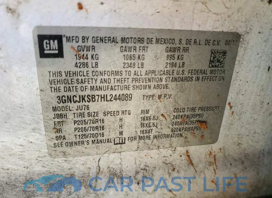 3GNCJKSB7HL244089# 13