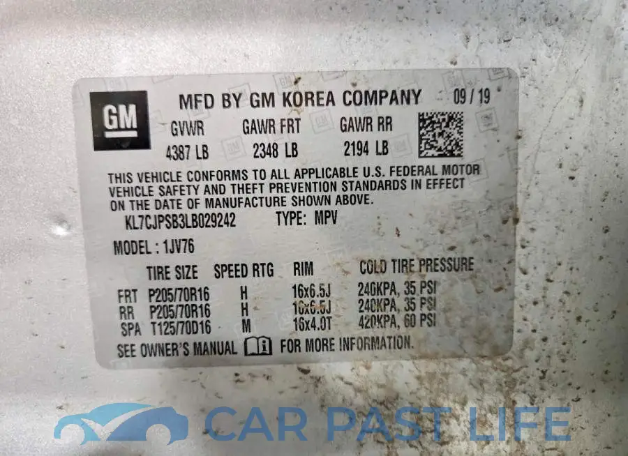 KL7CJPSB3LB029242# 12