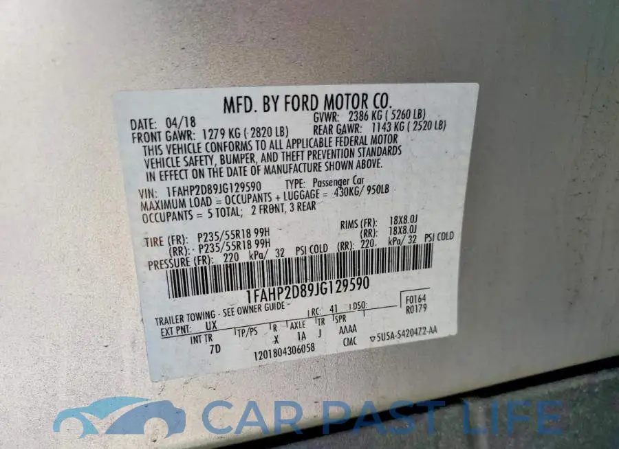 1FAHP2D89JG129590# 12