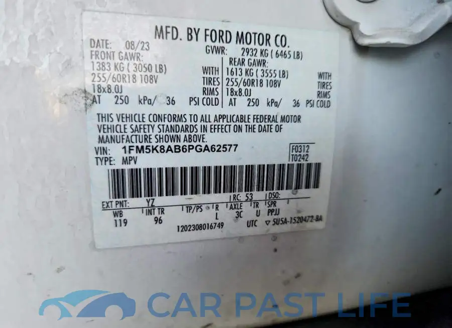 1FM5K8AB6PGA62577# 13