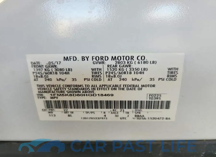 1FM5K8D80HGD18469# 12