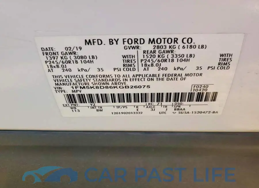 1FM5K8D86KGB26075# 13