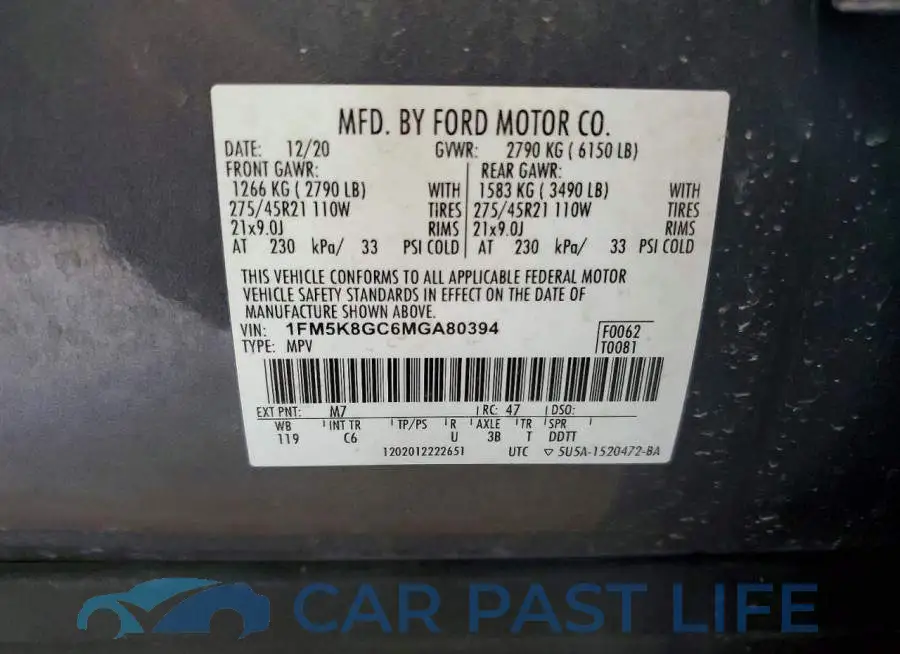 1FM5K8GC6MGA80394# 14
