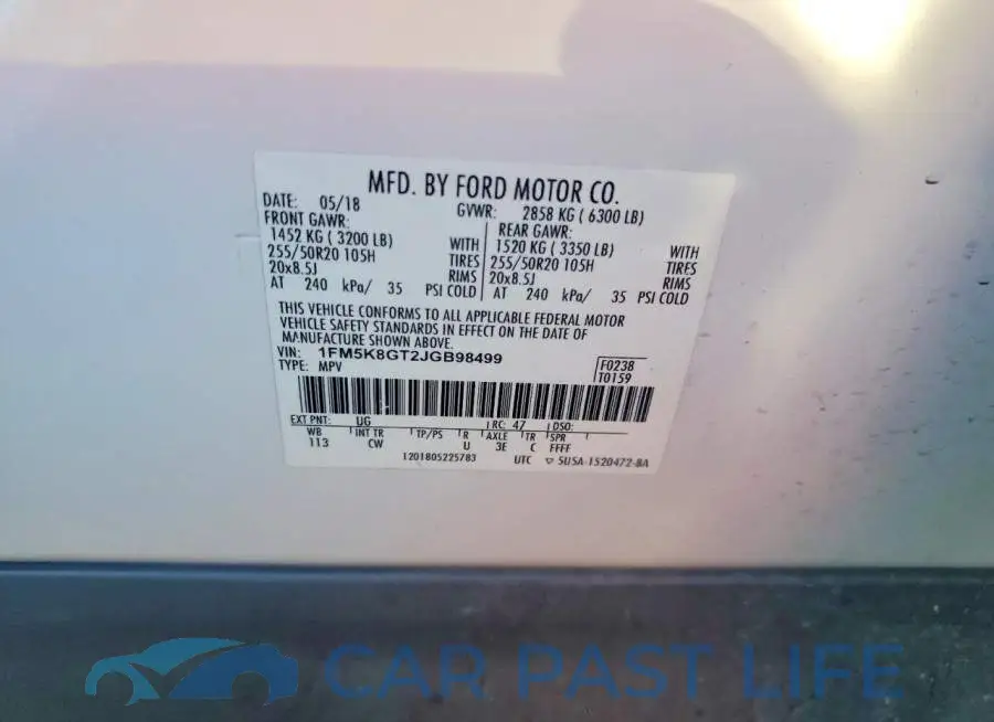 1FM5K8GT2JGB98499# 14