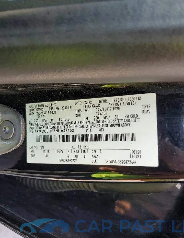 1FMCU0G67NUA48103# 13