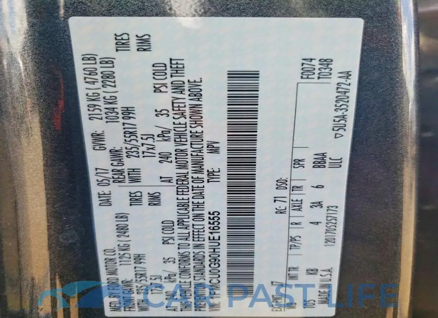 1FMCU0G90HUE16555# 13