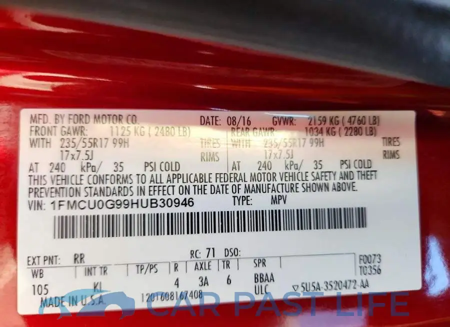 1FMCU0G99HUB30946# 13