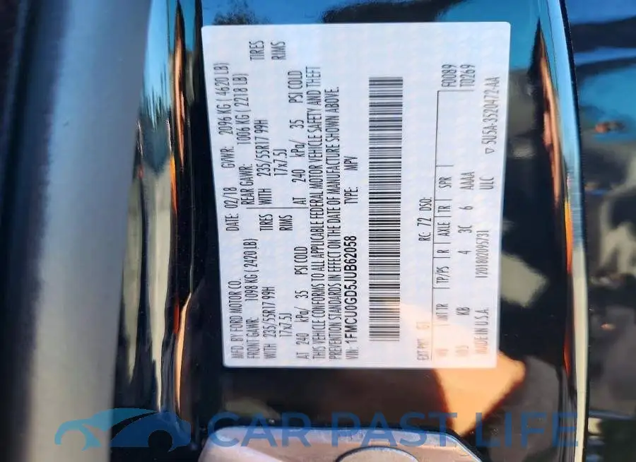 1FMCU0GD5JUB62058# 13