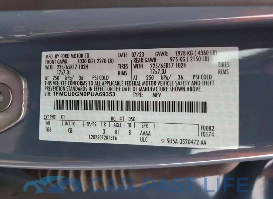 1FMCU0GN0PUA69353# 12