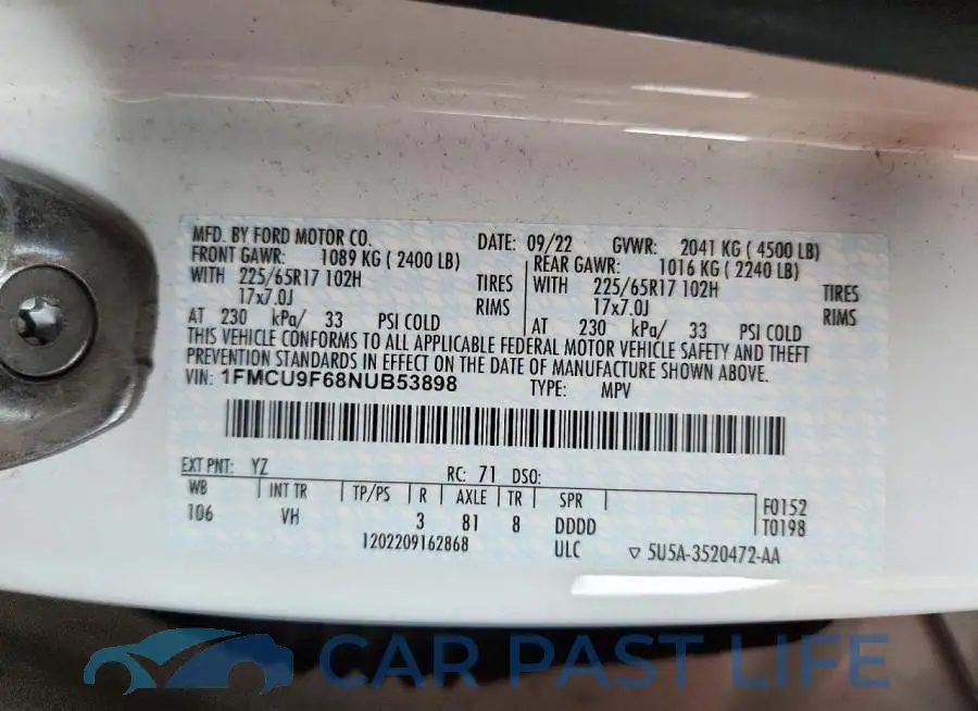 1FMCU9F68NUB53898# 14