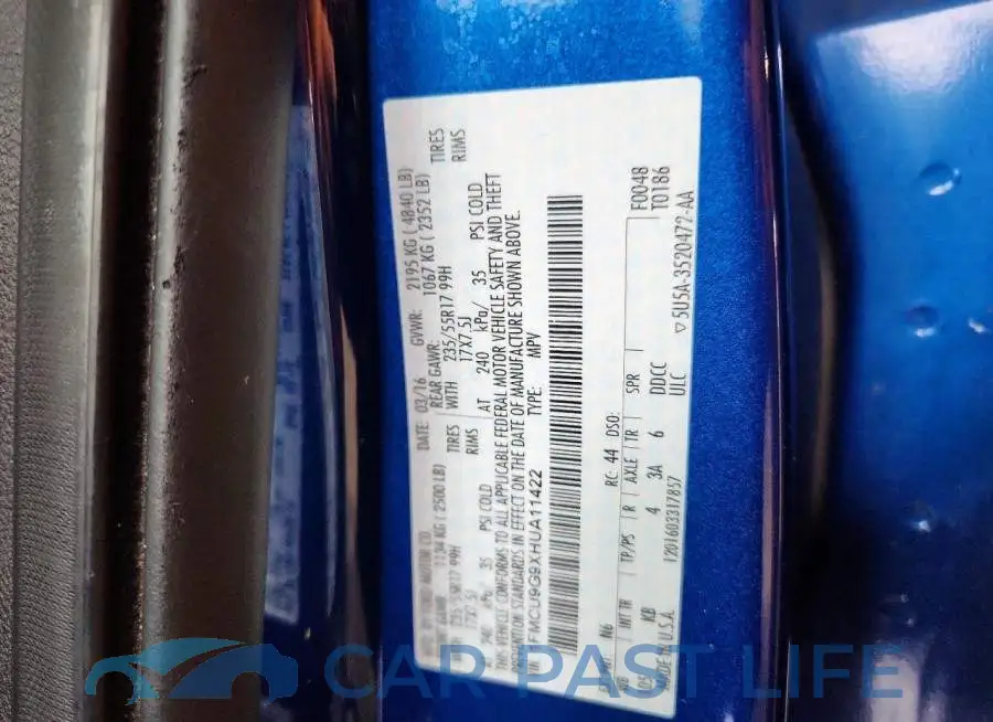 1FMCU9G9XHUA11422# 13