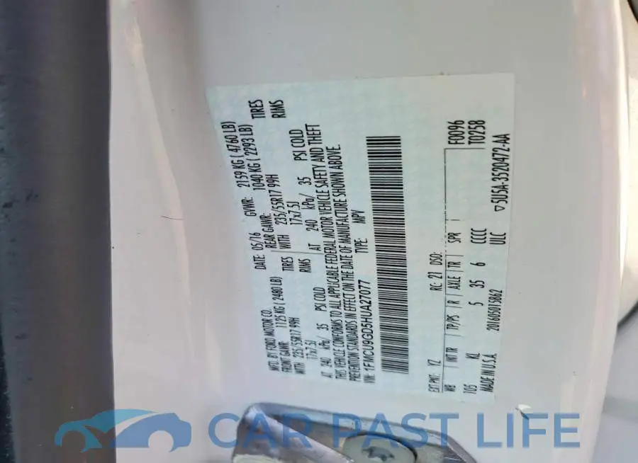 1FMCU9GD5HUA27077# 12