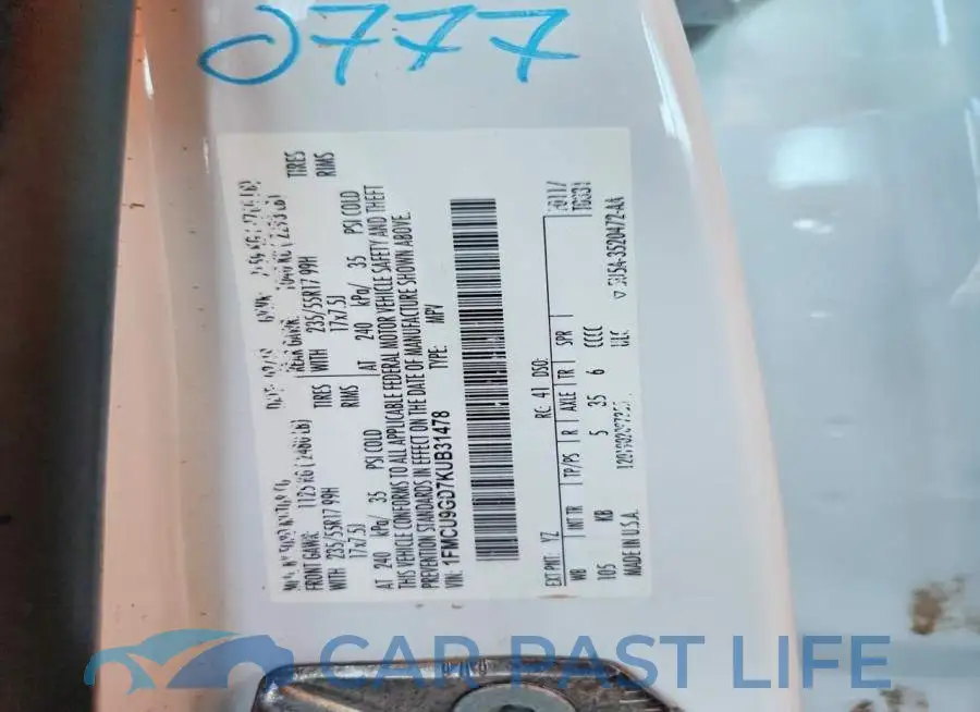1FMCU9GD7KUB31478# 13