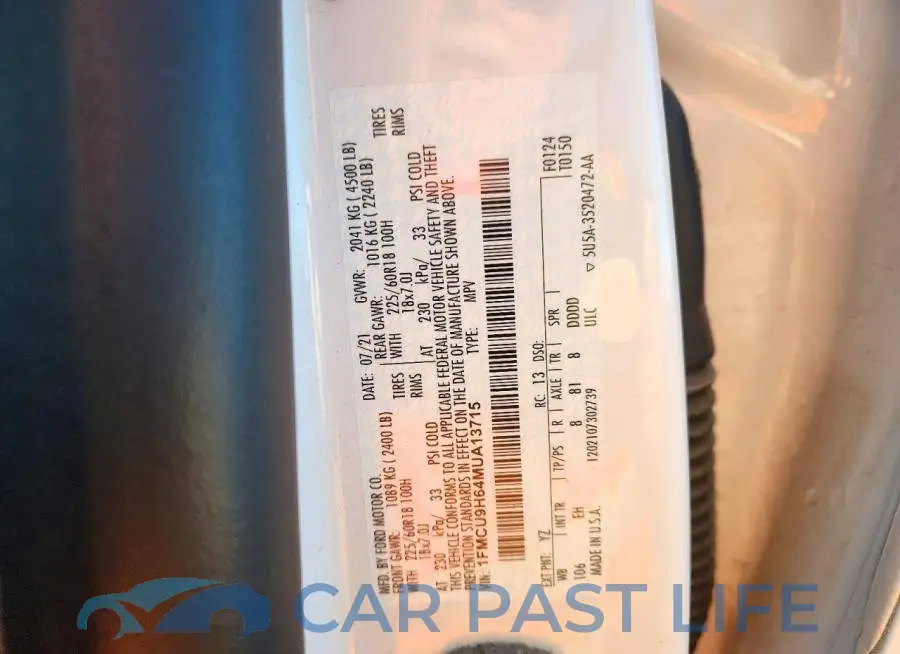 1FMCU9H64MUA13715# 13