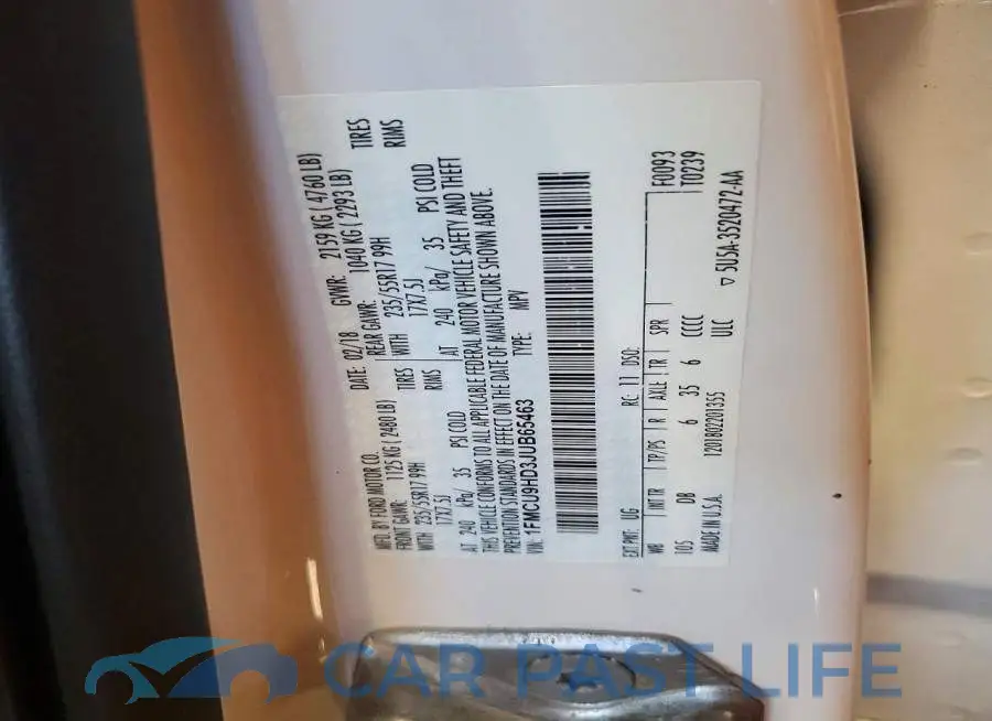 1FMCU9HD3JUB65463# 14