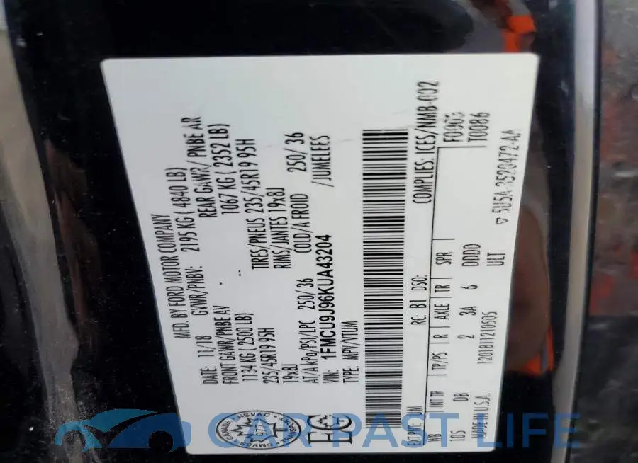 1FMCU9J96KUA43204# 13