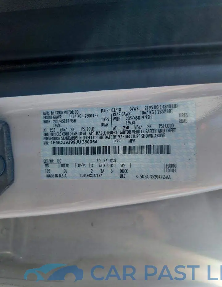 1FMCU9J99JUB80054# 13
