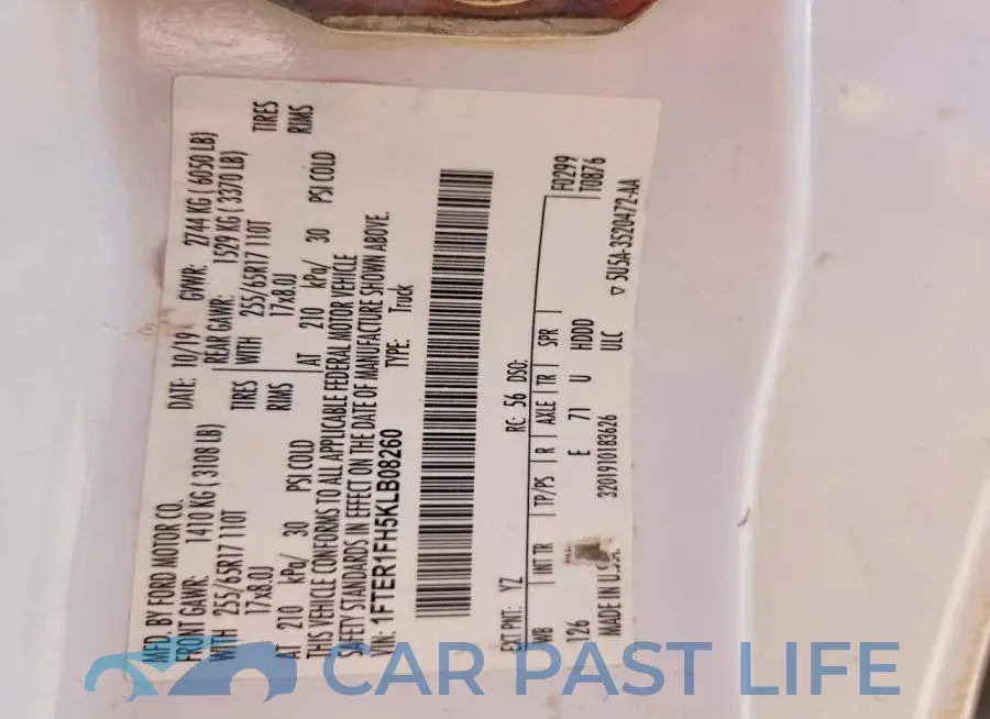 1FTER1FH5KLB08260# 12