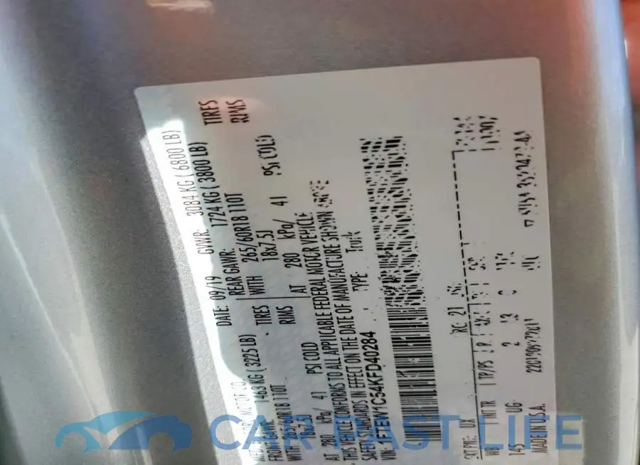 1FTEW1C54KFD40284# 12