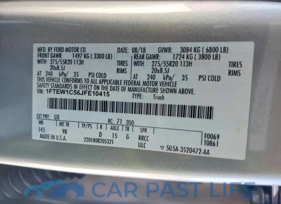 1FTEW1C56JFE10415# 12