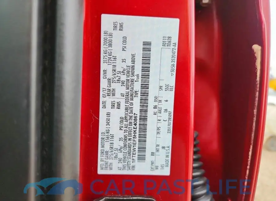 1FTEW1EF5HKE40867# 12