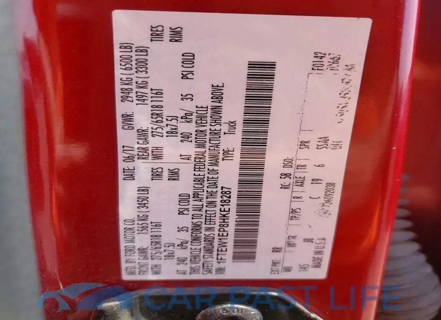 1FTEW1EP8HKE18287# 12
