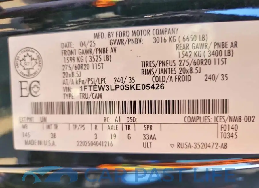 1FTEW3LP0SKE05426# 13