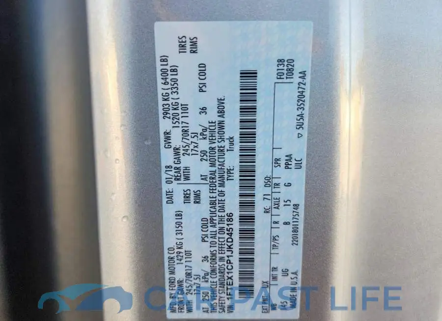 1FTEX1CP1JKD45186# 12