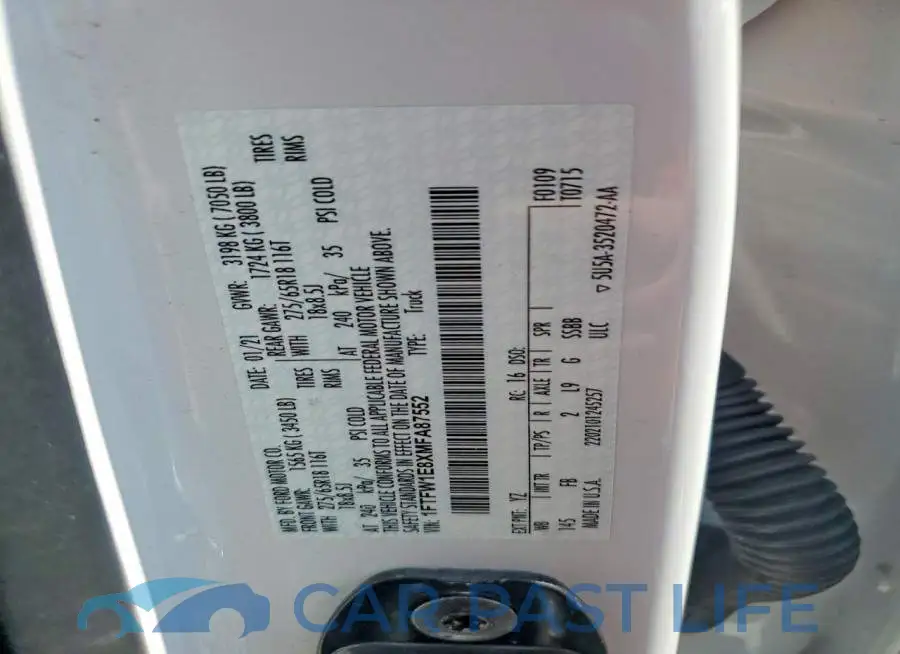1FTFW1E8XMFA87552# 12