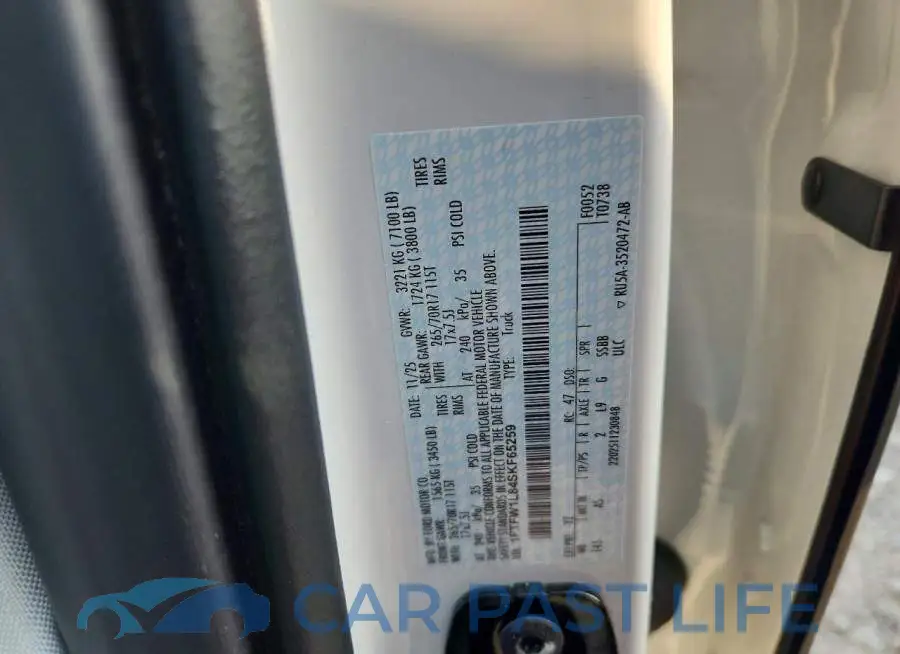 1FTFW1L84SKF65259# 12