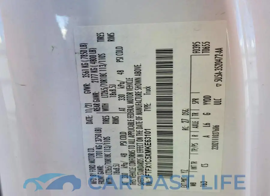 1FTFX1C5XMKE63101# 12