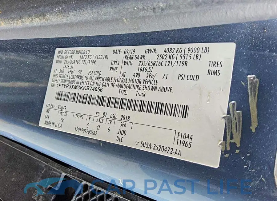1FTYR3XM3KKB74056# 12