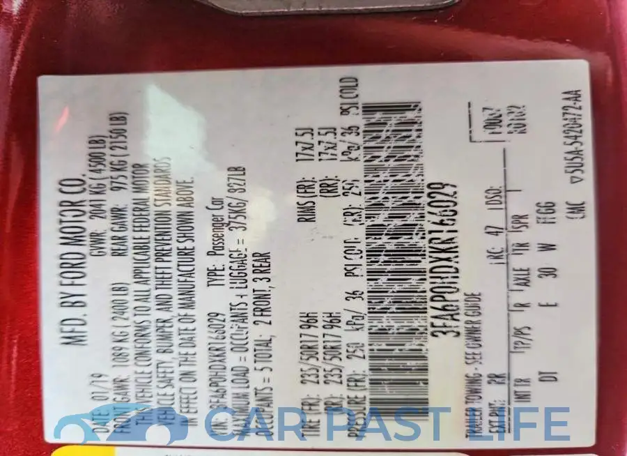 3FA6P0HDXKR166029# 12